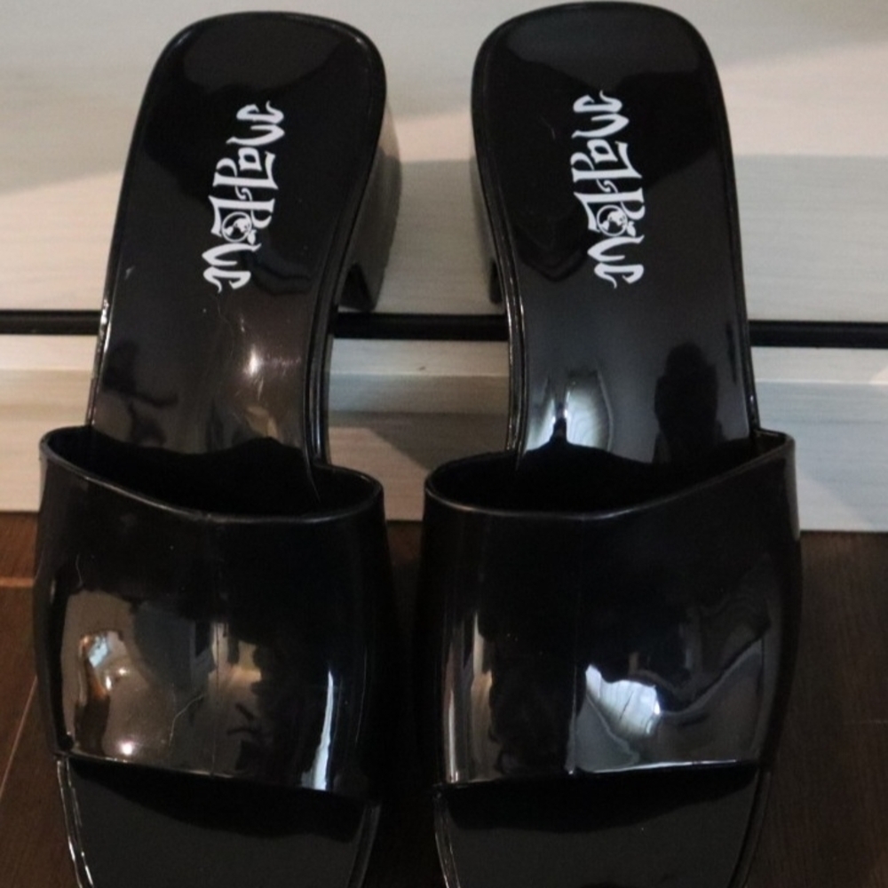 Mad Love Glossy Black Women's Mules